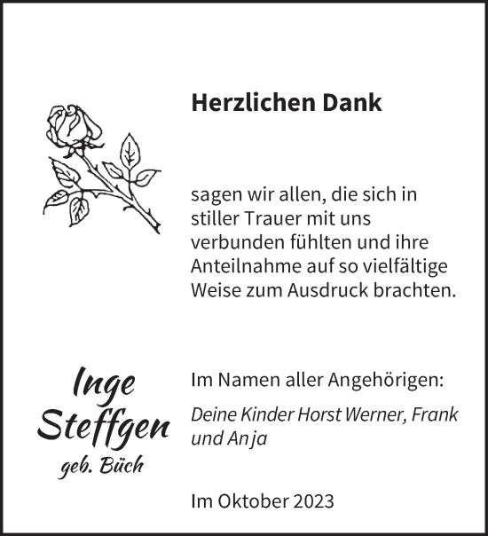 Todesanzeige von Inge Steffgen von saarbruecker_zeitung