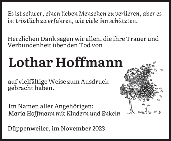 Todesanzeige von Lothar Hoffmann von saarbruecker_zeitung