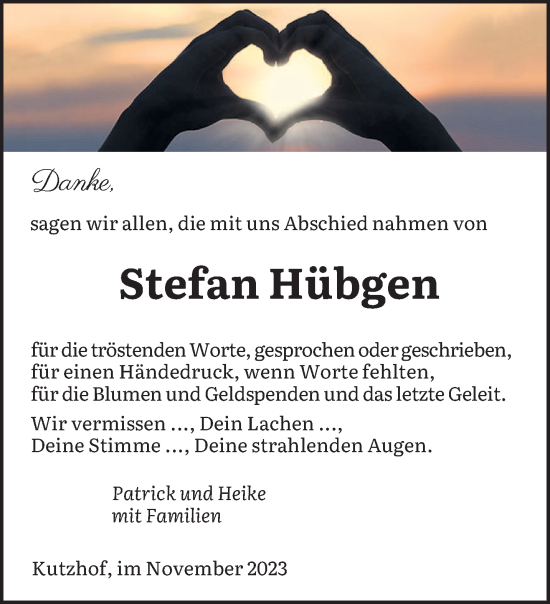 Todesanzeige von Stefan Hübgen von saarbruecker_zeitung