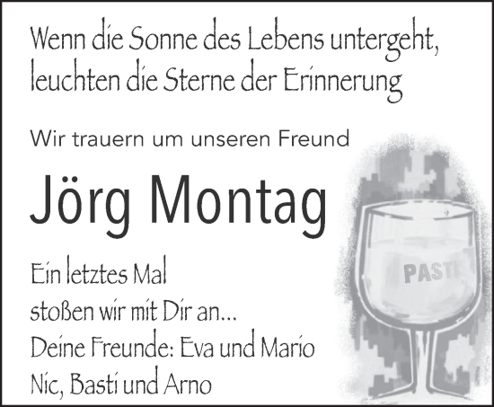 Todesanzeige von Jörg Montag von saarbruecker_zeitung