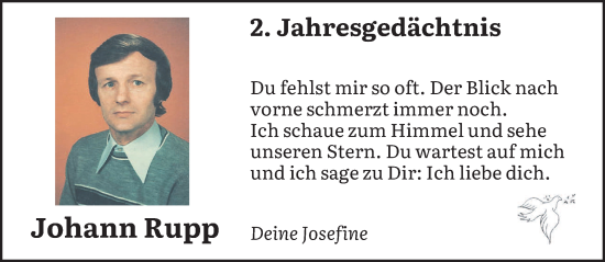 Todesanzeige von Johann Rupp von saarbruecker_zeitung