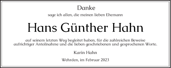 Todesanzeige von Hans Günther Hahn von saarbruecker_zeitung