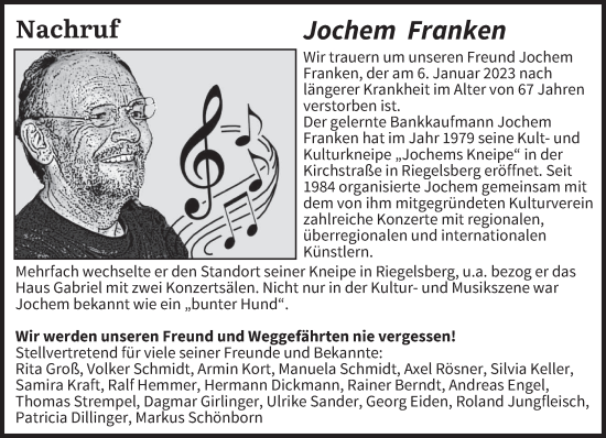 Todesanzeige von Jochem Franken von saarbruecker_zeitung