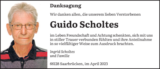 Todesanzeige von Guido Scholtes von saarbruecker_zeitung