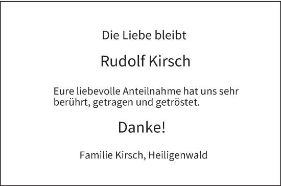 Todesanzeige von Rudolf Kirsch von saarbruecker_zeitung