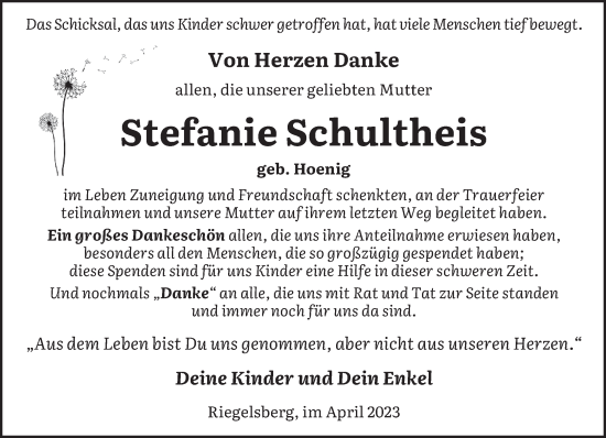 Todesanzeige von Stefanie Schultheis von saarbruecker_zeitung