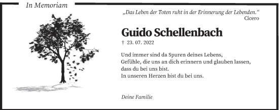Todesanzeige von Guido Schellenbach von saarbruecker_zeitung