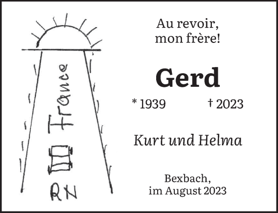 Todesanzeige von Gerd  von saarbruecker_zeitung
