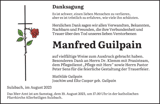 Todesanzeige von Manfred Guilpain von saarbruecker_zeitung