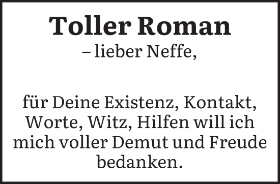 Todesanzeige von Roman  von saarbruecker_zeitung