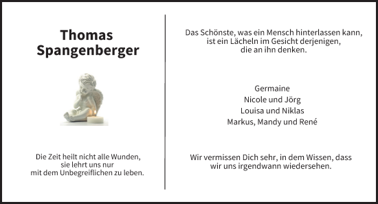 Todesanzeige von Thomas Spangenberger von saarbruecker_zeitung