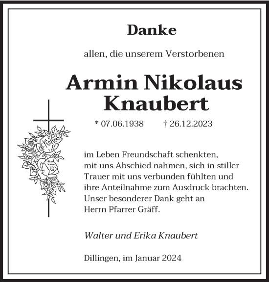 Todesanzeige von Armin Nikolaus Knaubert von saarbruecker_zeitung