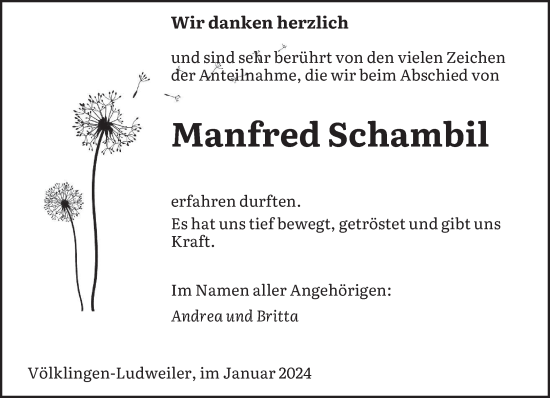 Todesanzeige von Manfred Schambil von saarbruecker_zeitung