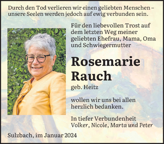 Todesanzeige von Rosemarie Rauch von saarbruecker_zeitung