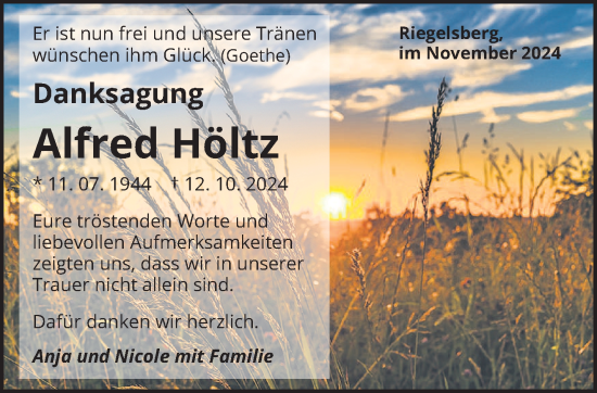 Todesanzeige von Alfred Höltz von saarbruecker_zeitung