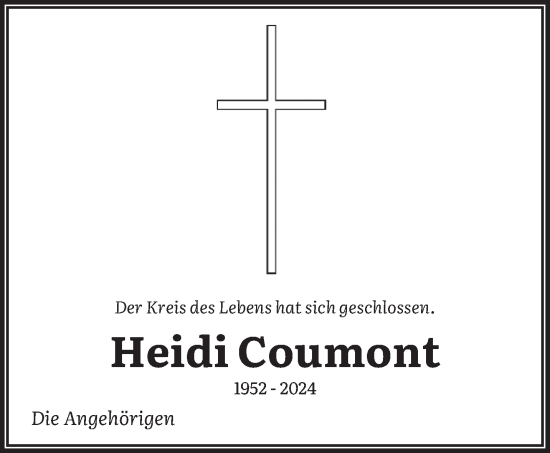 Todesanzeige von Heidi Coumont von saarbruecker_zeitung
