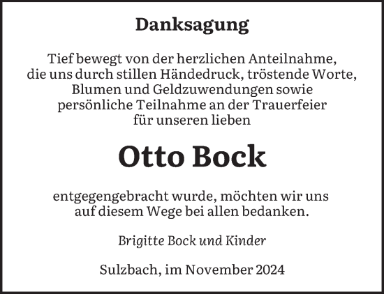 Todesanzeige von Otto Bock von saarbruecker_zeitung