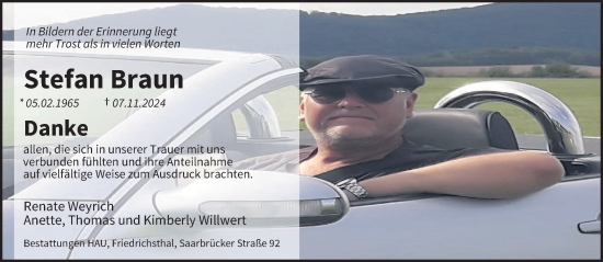 Todesanzeige von Stefan Braun von saarbruecker_zeitung