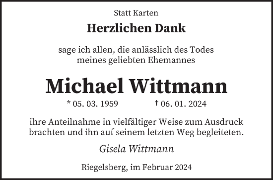 Todesanzeige von Michael Wittmann von saarbruecker_zeitung