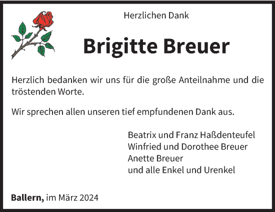 Todesanzeige von Brigitte Breuer von saarbruecker_zeitung