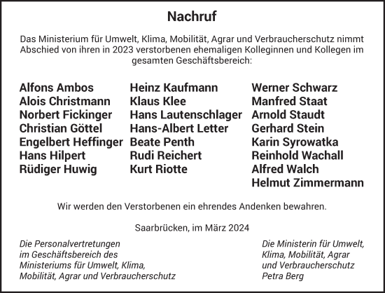 Todesanzeige von Im Gedenken 2023 von saarbruecker_zeitung