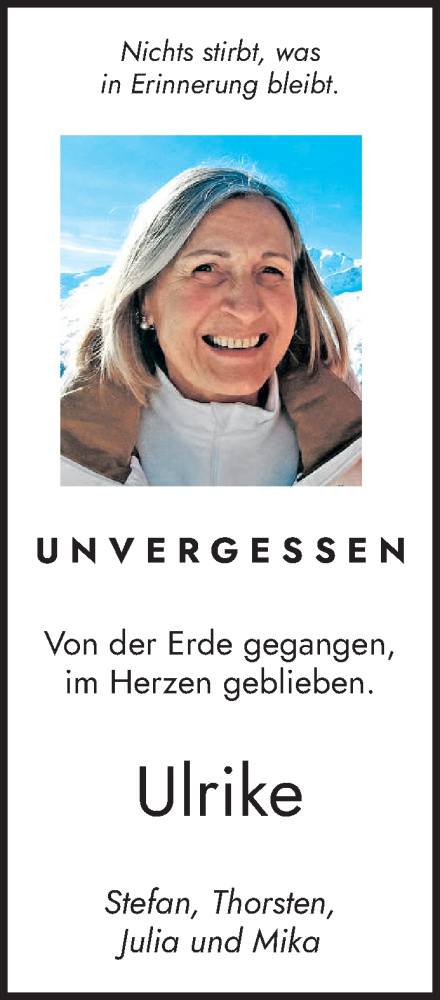Todesanzeige von Ulrike  von saarbruecker_zeitung