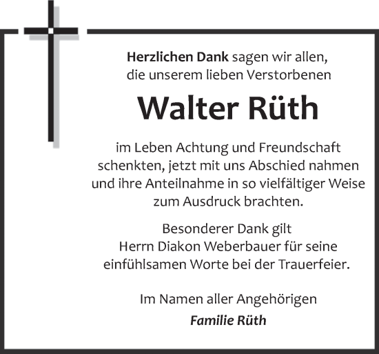 Todesanzeige von Walter Rüth von saarbruecker_zeitung