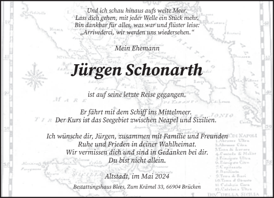 Todesanzeige von Jürgen Schonarth von saarbruecker_zeitung