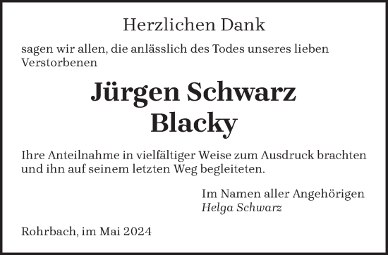 Todesanzeige von Jürgen Schwarz von saarbruecker_zeitung