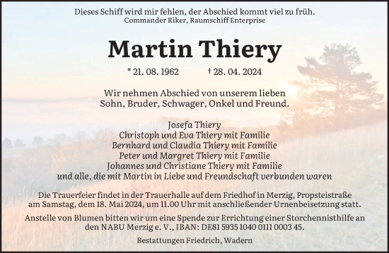 Todesanzeige von Martin Thiery von saarbruecker_zeitung