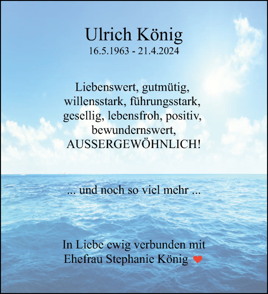 Todesanzeige von Ulrich König von saarbruecker_zeitung