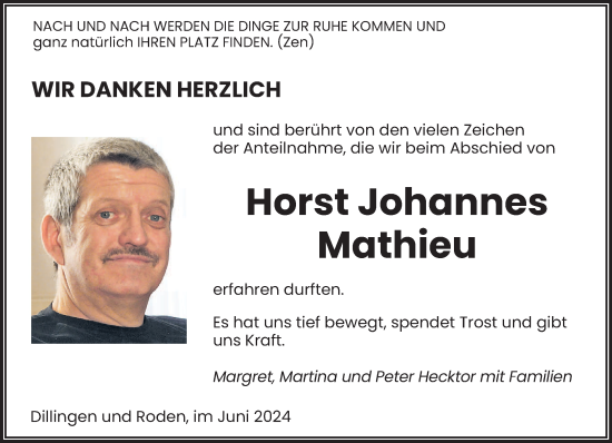 Todesanzeige von Horst Johannes Mathieu von saarbruecker_zeitung