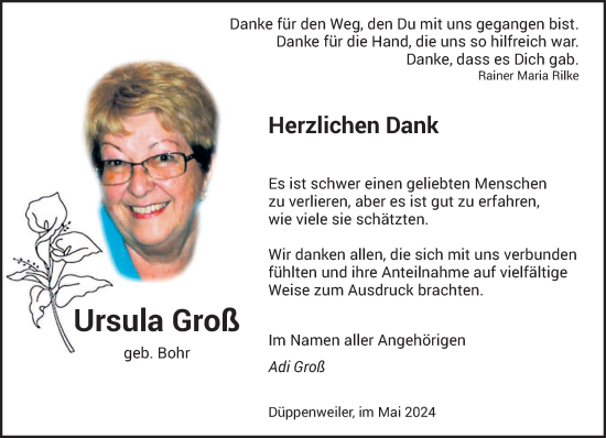 Todesanzeige von Ursula Groß von saarbruecker_zeitung