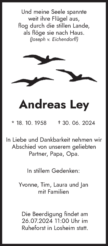 Todesanzeige von Andreas Ley von saarbruecker_zeitung
