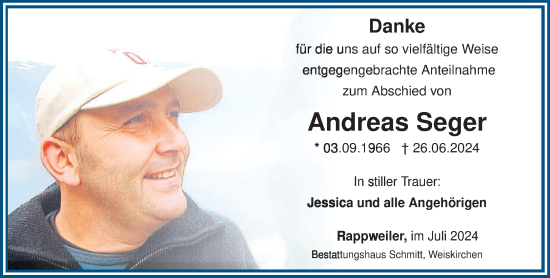 Todesanzeige von Andreas Seger von saarbruecker_zeitung