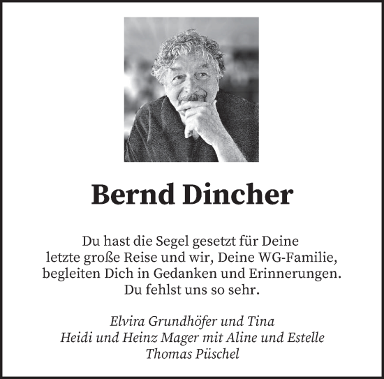 Todesanzeige von Bernd Dincher von saarbruecker_zeitung
