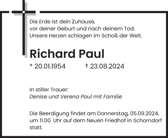 Todesanzeige von Richard Paul von saarbruecker_zeitung