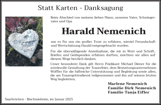 Todesanzeige von Harald Nemenich von saarbruecker_zeitung