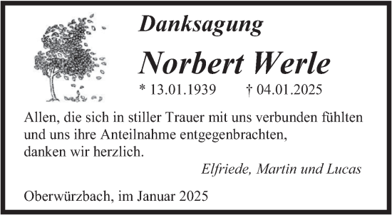 Todesanzeige von Norbert Werle von saarbruecker_zeitung
