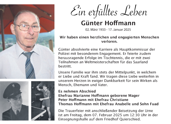 Todesanzeige von Günter Hoffmann von saarbruecker_zeitung