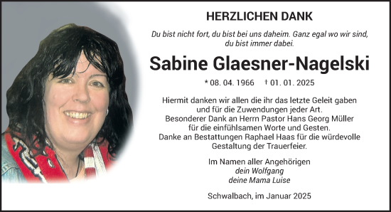 Todesanzeige von Sabine Glaesner-Nagelski von saarbruecker_zeitung