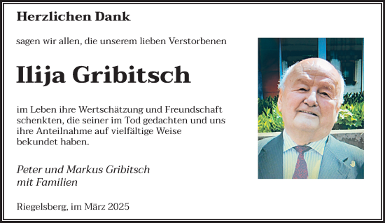 Todesanzeige von Ilija Gribitsch von saarbruecker_zeitung