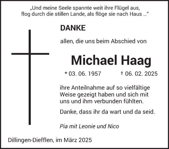 Todesanzeige von Michael Haag von saarbruecker_zeitung