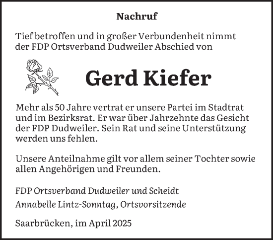 Todesanzeige von Jutta Hoßfeld von saarbruecker_zeitung