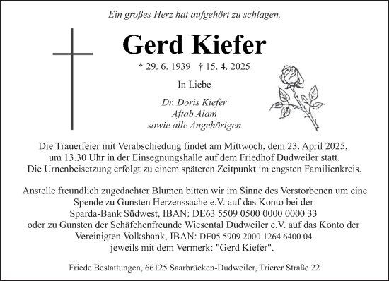 Todesanzeige von Jutta Hoßfeld von saarbruecker_zeitung