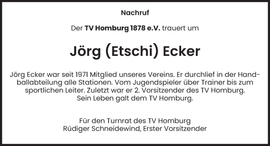 Todesanzeige von Jörg Ecker von saarbruecker_zeitung