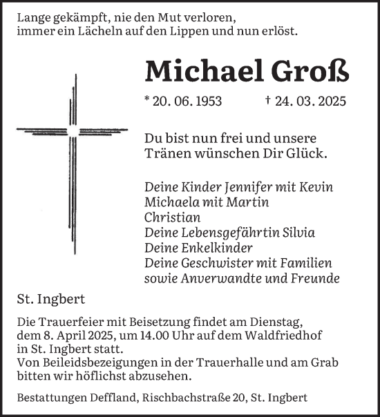 Todesanzeige von Michael Groß von saarbruecker_zeitung