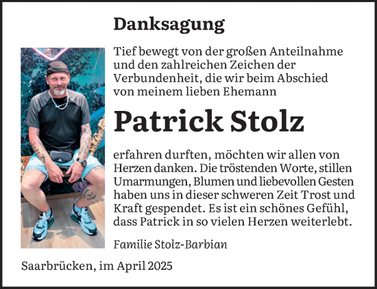 Todesanzeige von Patrick Stolz von saarbruecker_zeitung