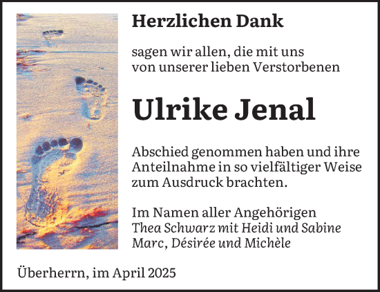 Todesanzeige von Ulrike Jenal von saarbruecker_zeitung