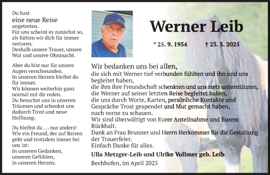 Todesanzeige von Werner Leib von saarbruecker_zeitung